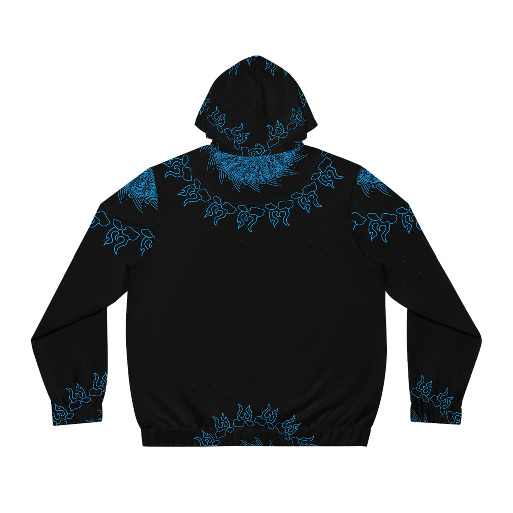 Blue Mandala Zip Hoodie — Men's All-Over Print Spiritual Graphic Jacket