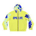 Epic Life Star Full-Zip Hoodie — Banana Yellow Neon Graphic Zip-Up Jacket