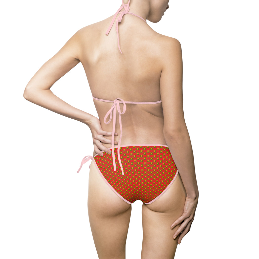 Retro Fruit Dot Bikini — Orange & Green Polka Dot Women's Swimsuit