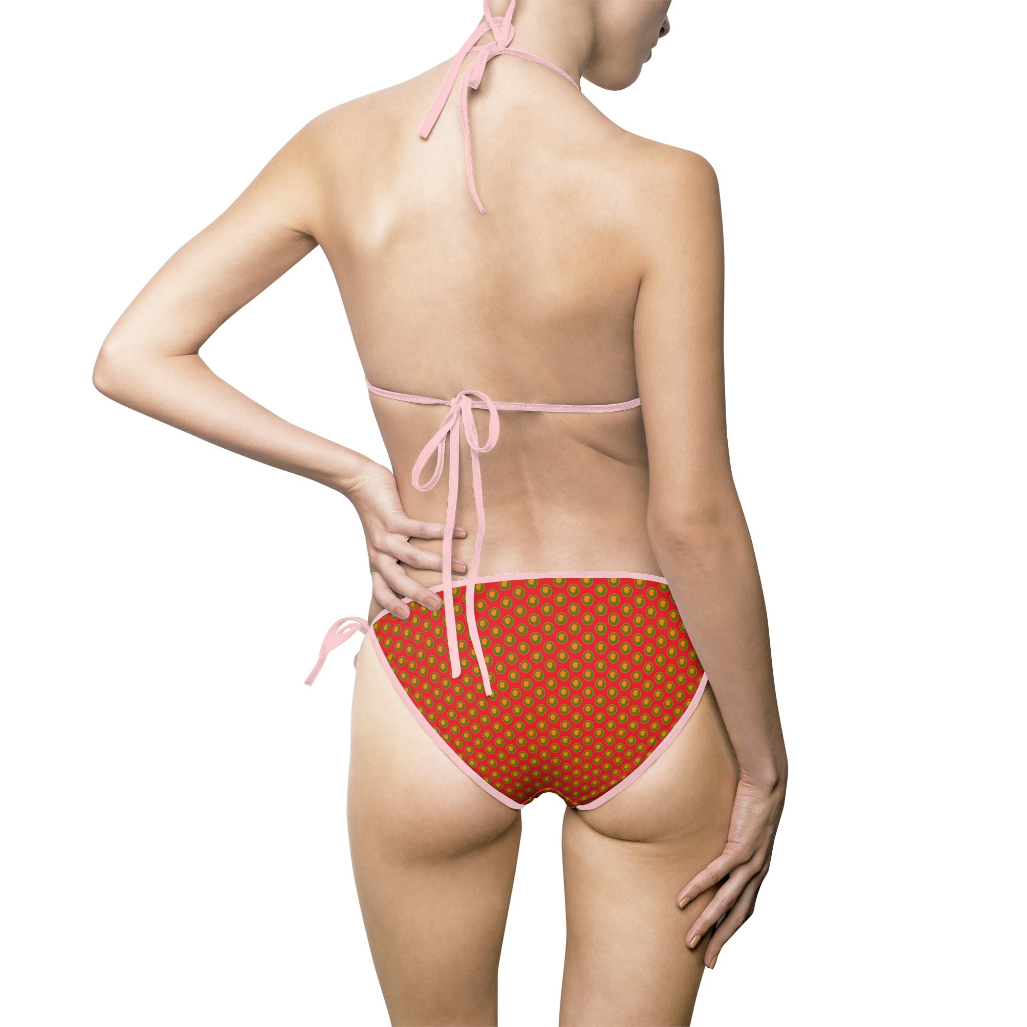 Retro Fruit Dot Bikini — Orange & Green Polka Dot Women's Swimsuit