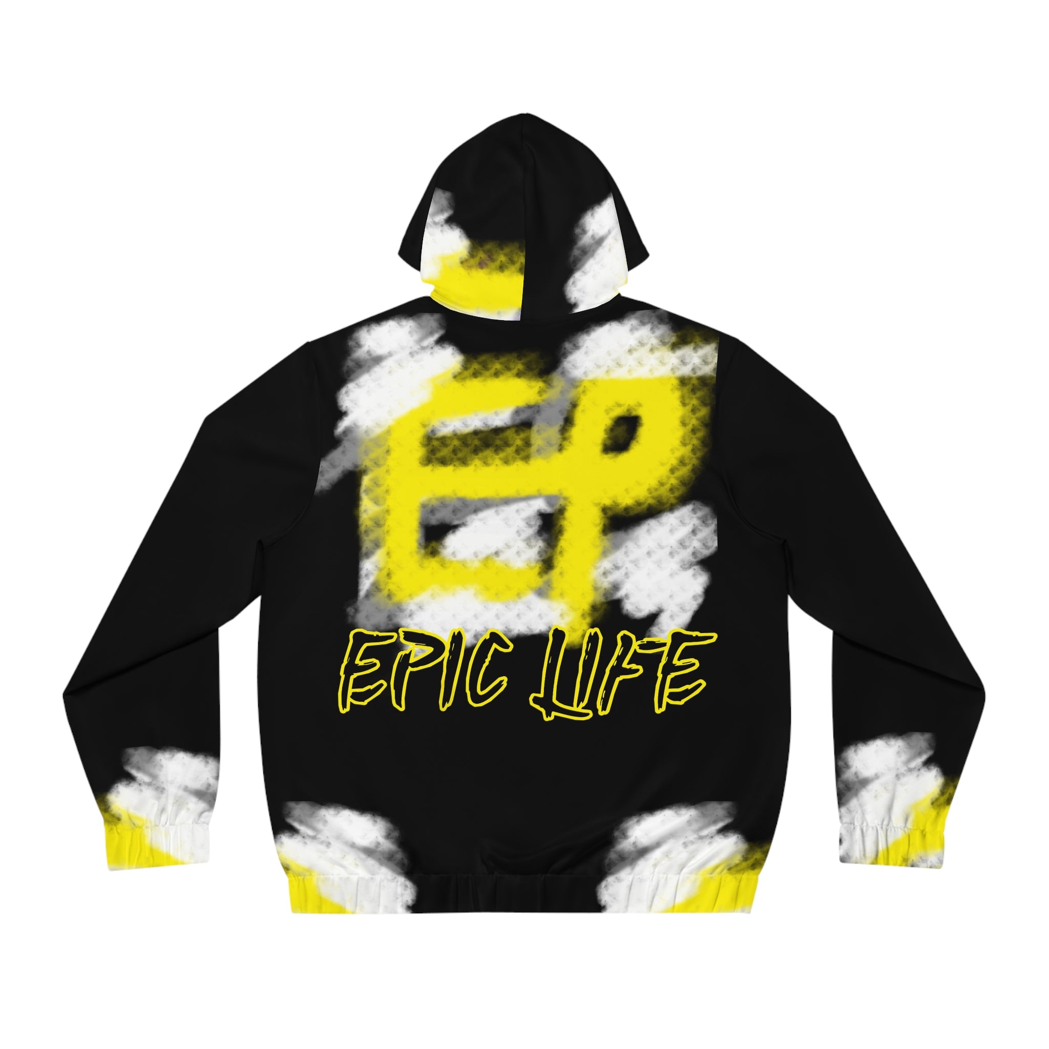 Epic Life Full-Zip Hoodie — Bold Black & Yellow Graphic Zip-Up