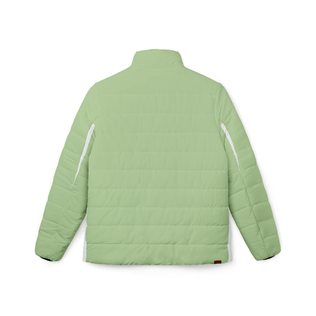 Light Green Women’s Puffer Jacket — Lightweight Quilted All-Over Print