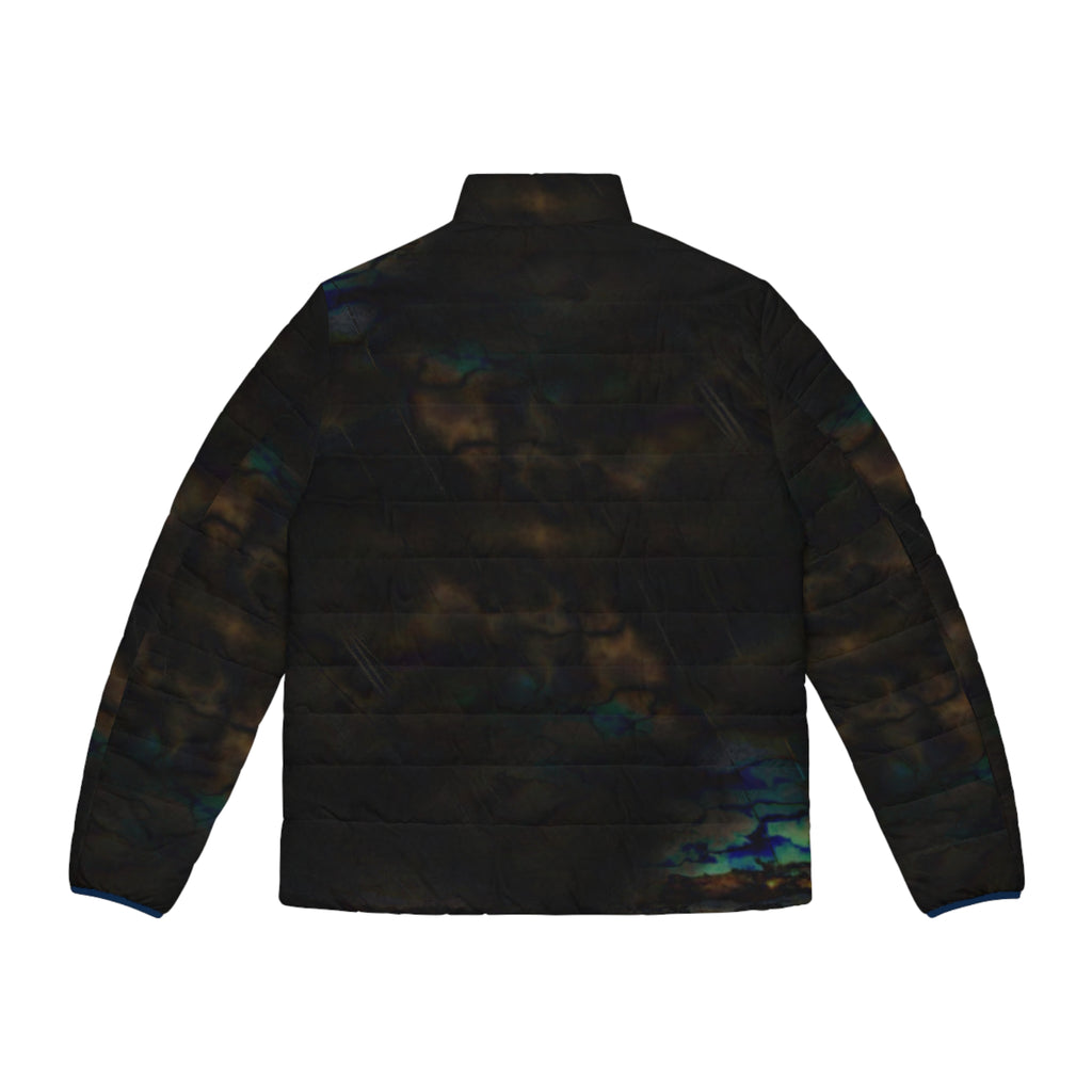 Men's Iridescent Cloud Puffer Jacket — Dark Moody All-Over Print