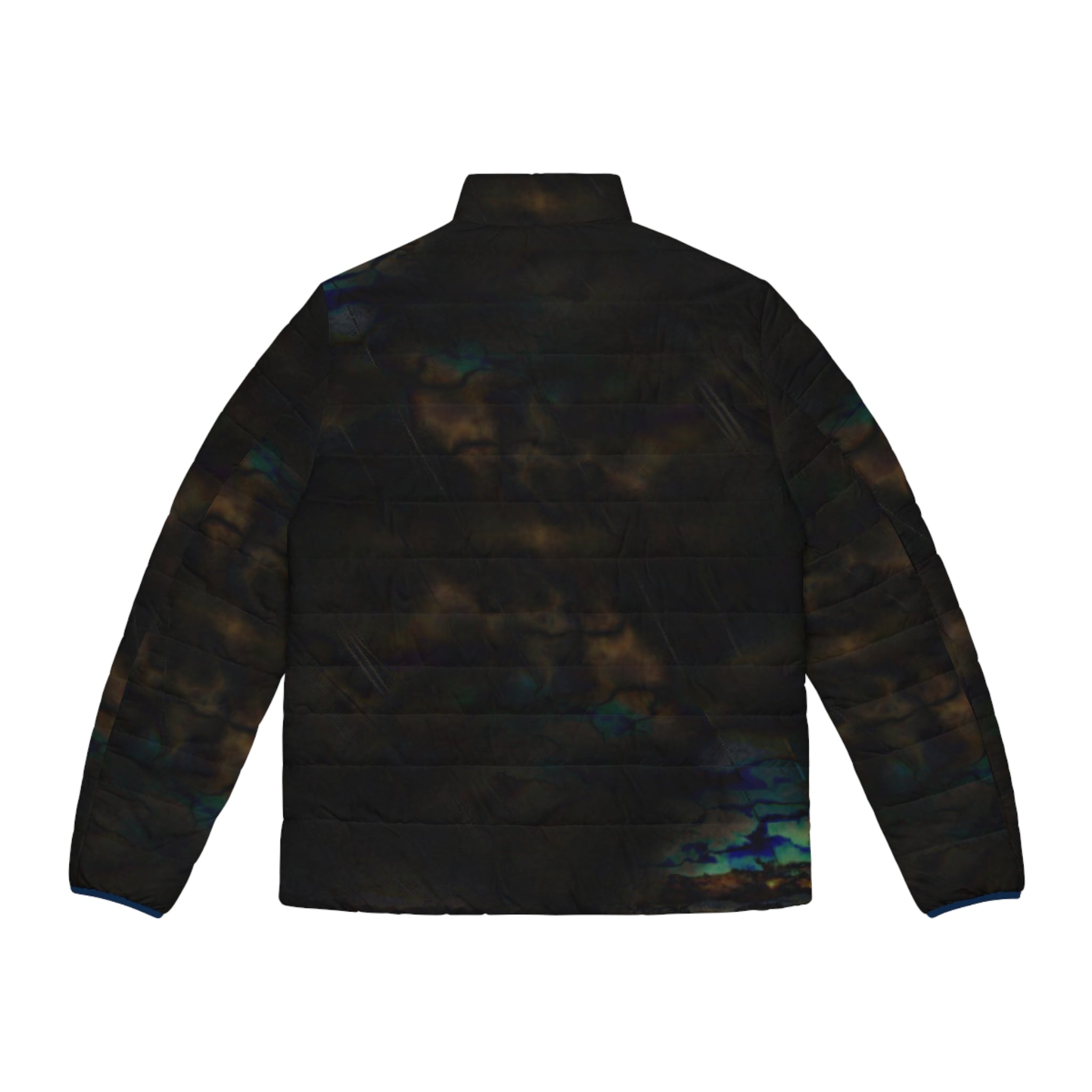 Men's Iridescent Cloud Puffer Jacket — Dark Moody All-Over Print