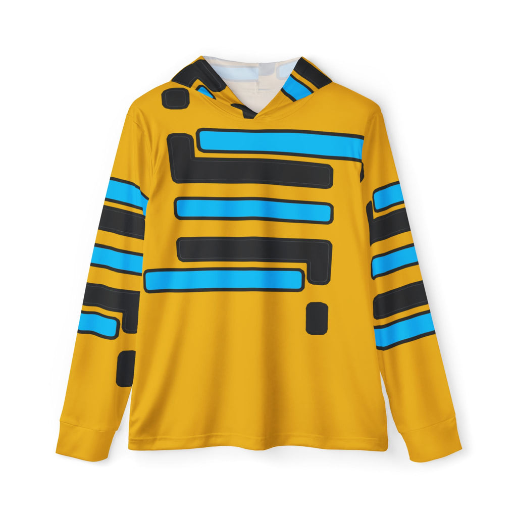 Yellow Blue Striped Athletic Hoodie — Men's Sports Warmup Top