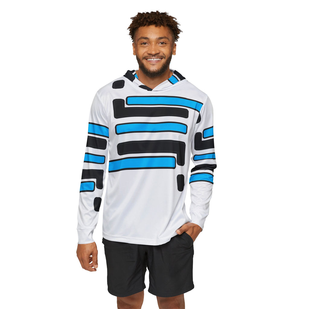 Abstract Blue Stripe Sports Hoodie — Men's Athletic Warmup Hoodie