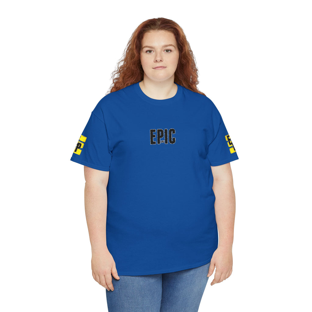 Epic Yellow Tee — 'EPIC' Graphic T-Shirt with Sleeve Accent