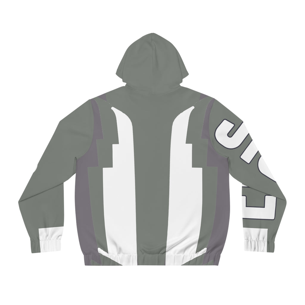 Full-Zip Hoodie — Bold Geometric Stripe Design