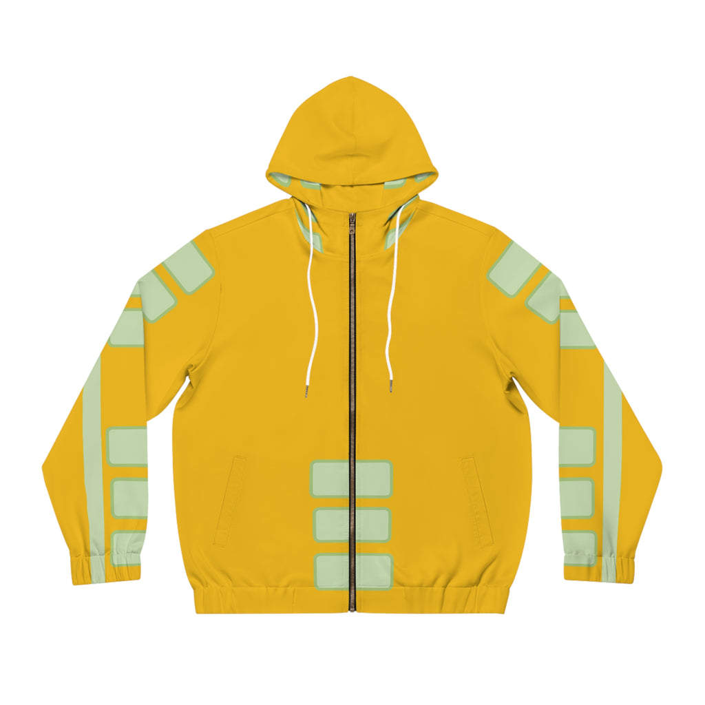 Yellow Tech-Stripe Full-Zip Hoodie
