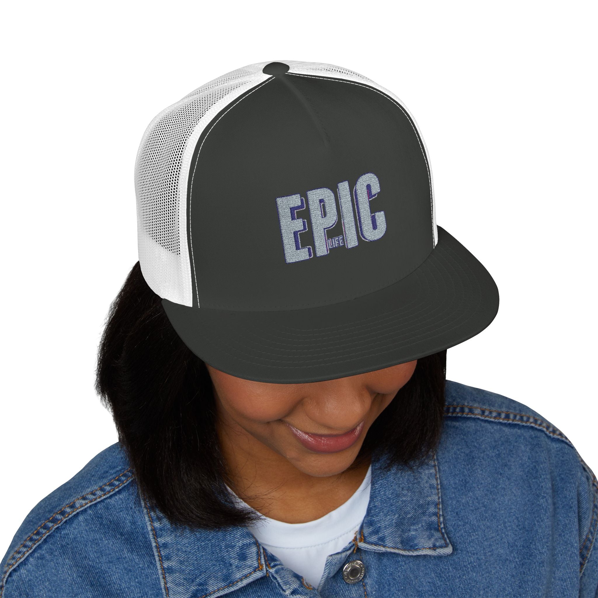 Epic Embroidered 5 Panel Trucker Cap, Cool Hats for Women, Casual Style, Gifts for Dad, Outdoor Adventures, Summer Fashion