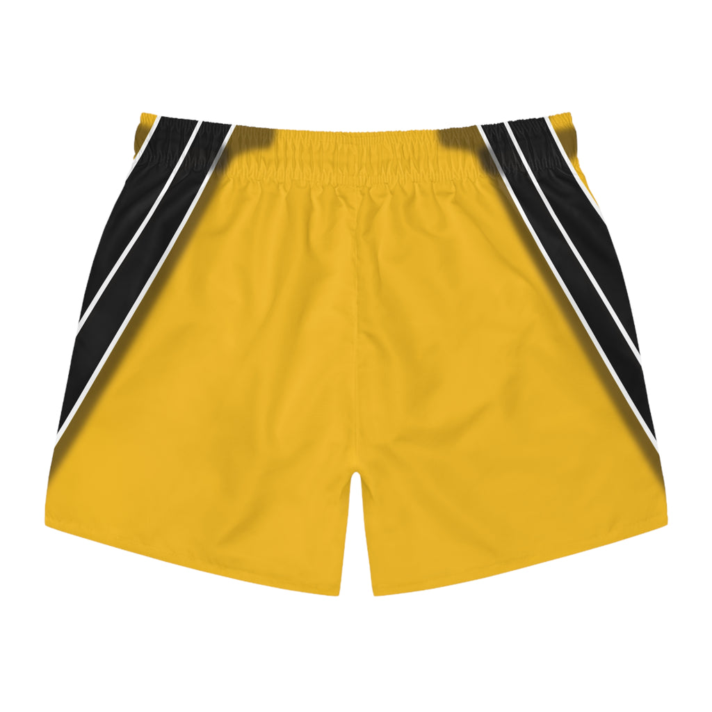 Yellow Varsity Swim Trunks — Retro Athletic Beach Shorts