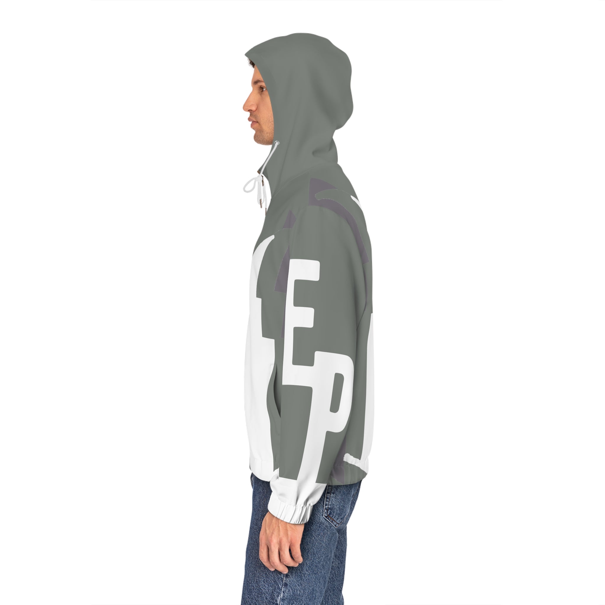 Full-Zip Hoodie — Bold Geometric Stripe Design