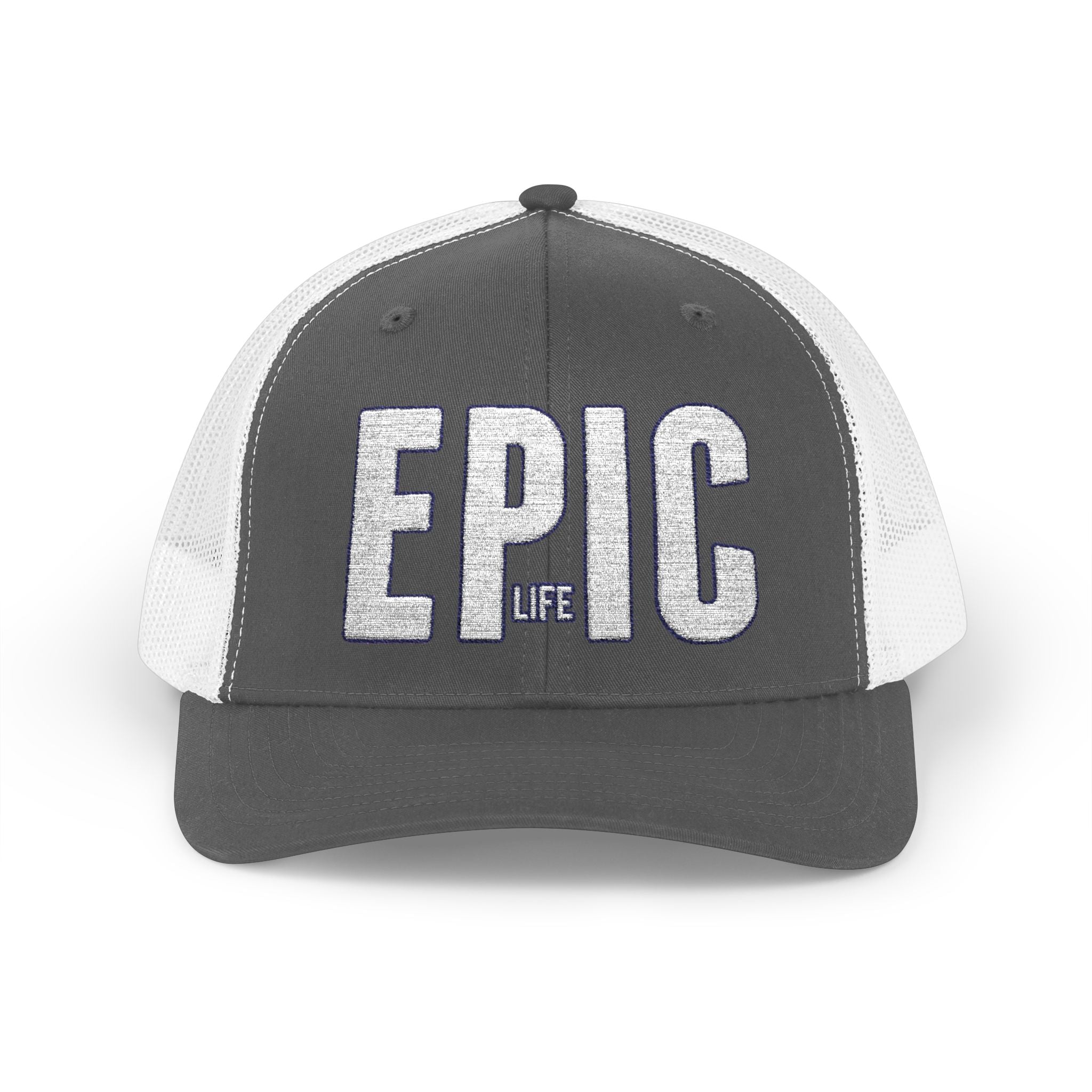 EPIC Trucker Cap — Distressed Bold Logo Snapback Hat