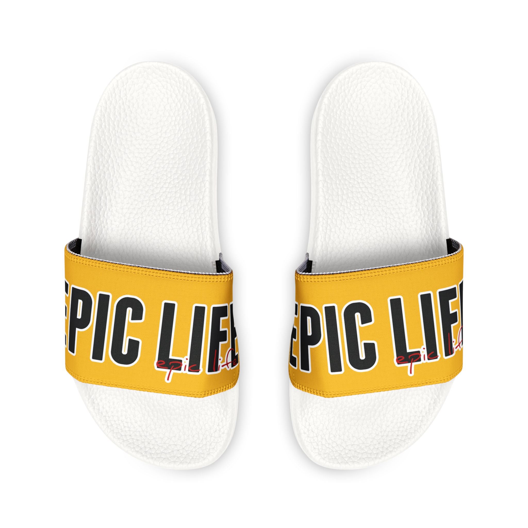 Slide Sandals — Yellow "Epic Life" Removable-Strap Slides for Men