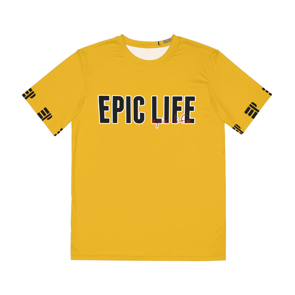 Epic Life Tee — Bold Yellow Men’s Polyester Graphic Shirt