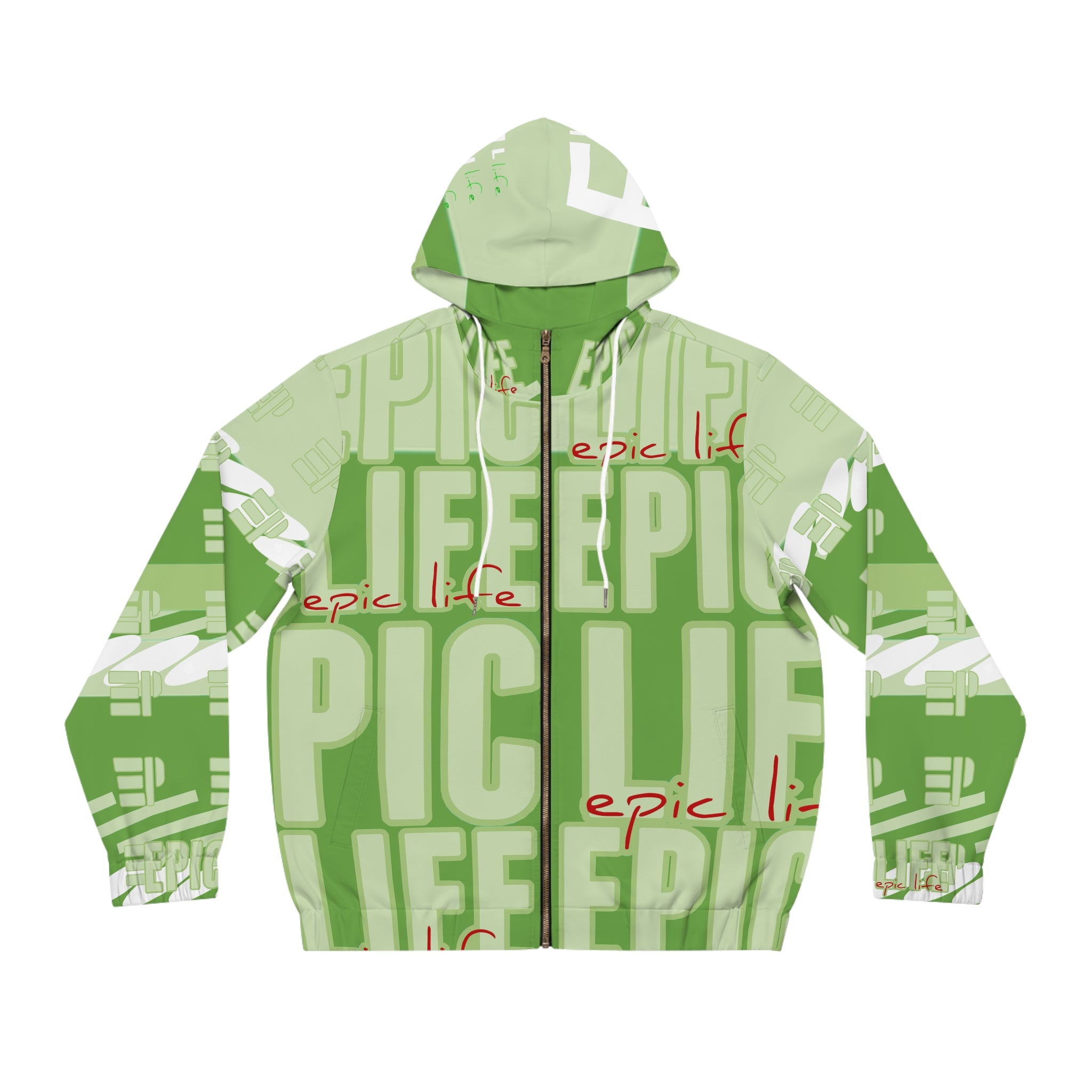 Epic Life Green All-Over Print Zip Hoodie