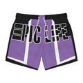 Epic Life Purple Swim Trunks – Retro Stripe Beach Shorts