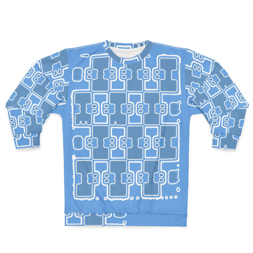 Circuit Pattern Sweatshirt — Blue Tech Grid All-Over Print
