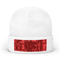 Embroidered Sequin Stripe Knit Beanie — Red Accent Winter Hat
