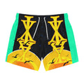 Sunset Glyph Swim Trunks — Tropical Beach Swim Shorts