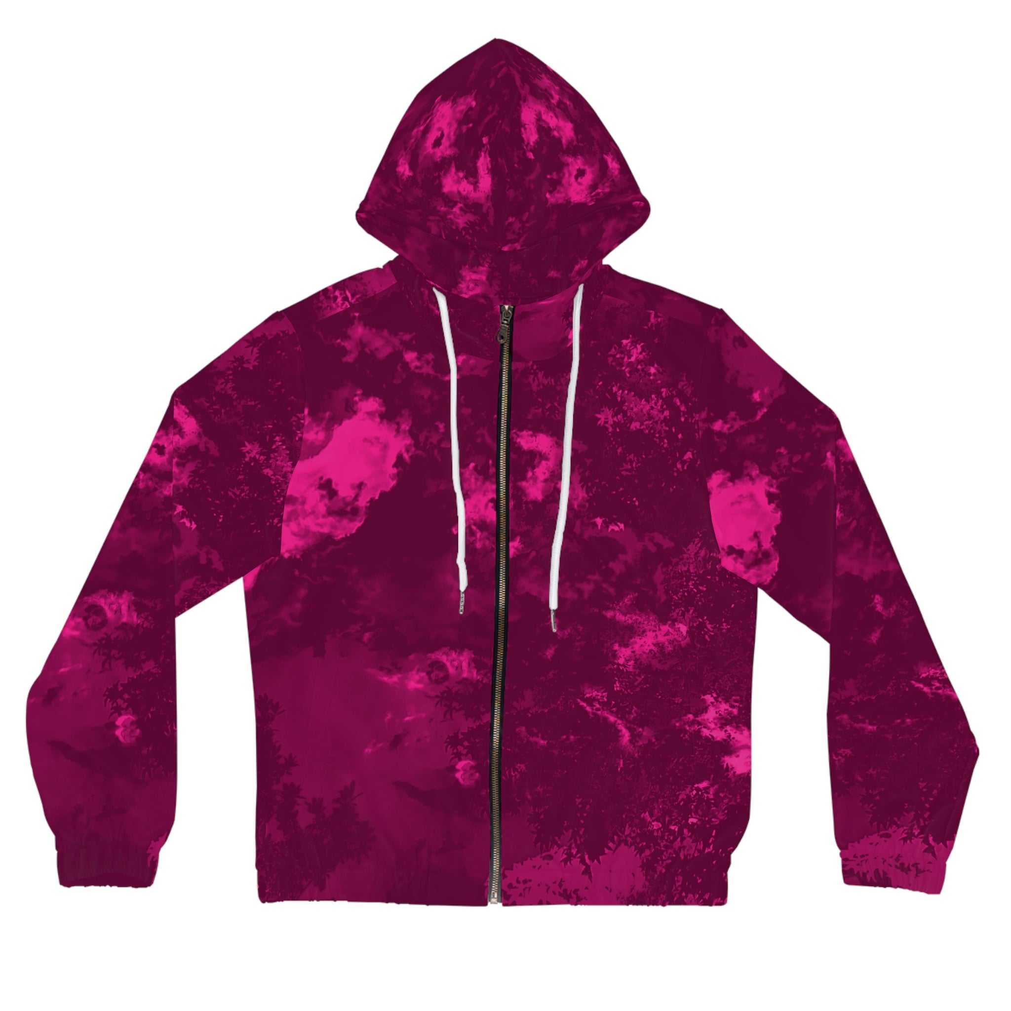 Pink Tie-Dye Women's Full-Zip Hoodie - All-Over Print