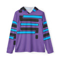 Abstract Retro Stripe Sports Hoodie — Purple & Teal Warmup Pullover