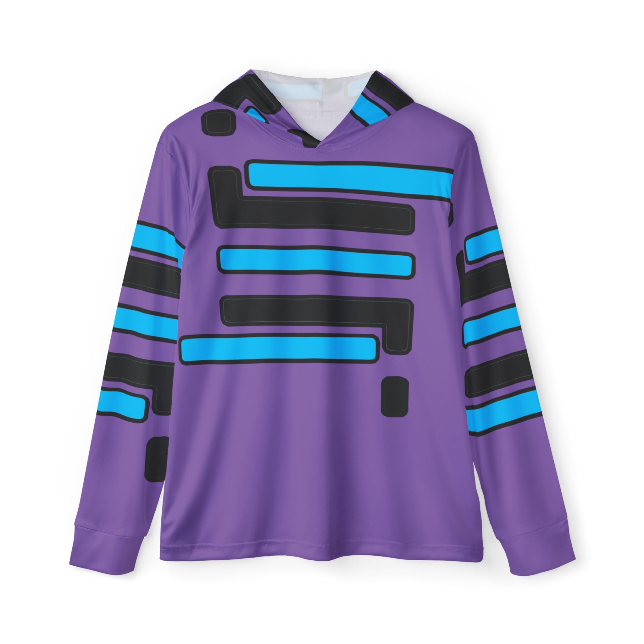 Abstract Retro Stripe Sports Hoodie — Purple & Teal Warmup Pullover