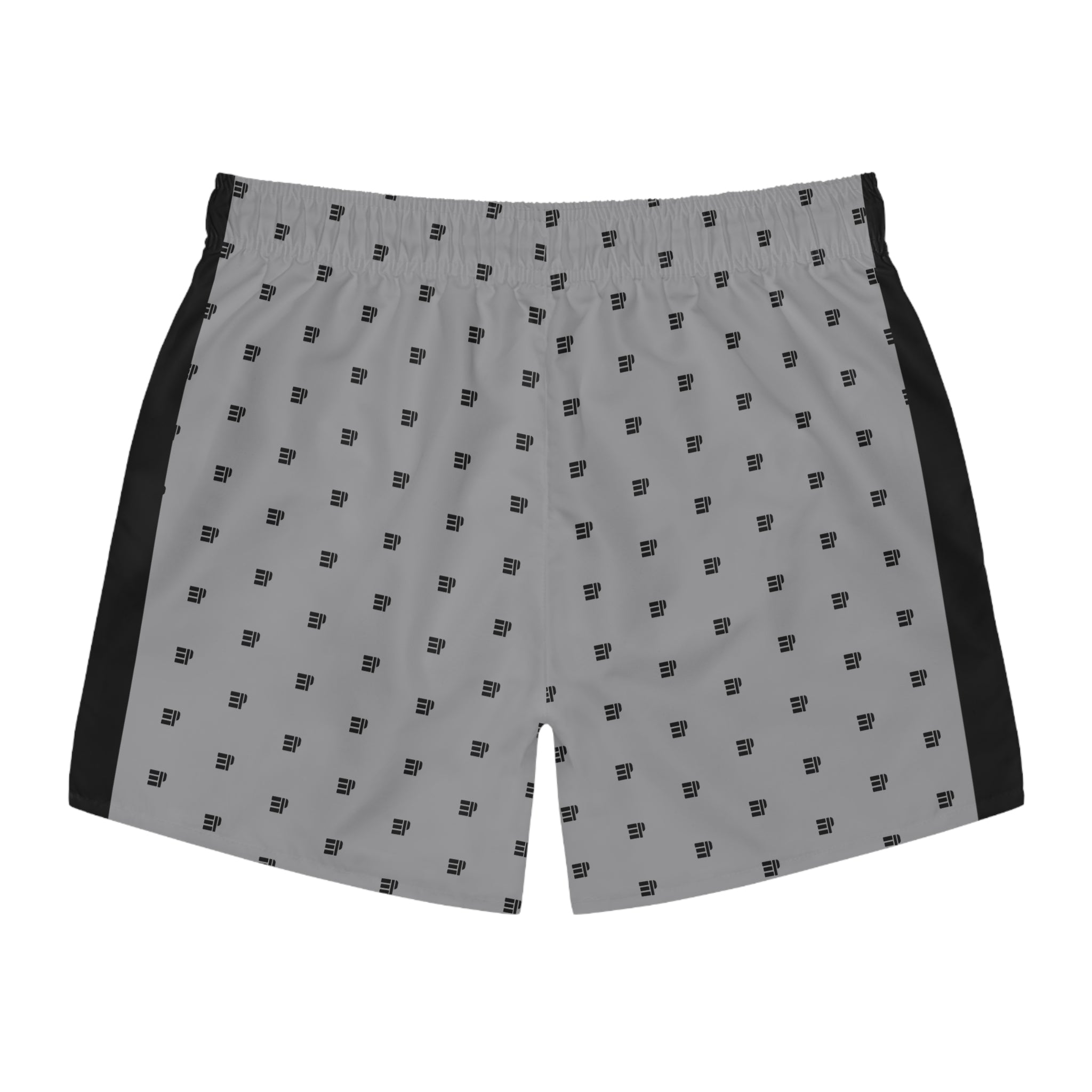 Gray Micro Logo Swim Trunks — Men's Patterned Beach Shorts
