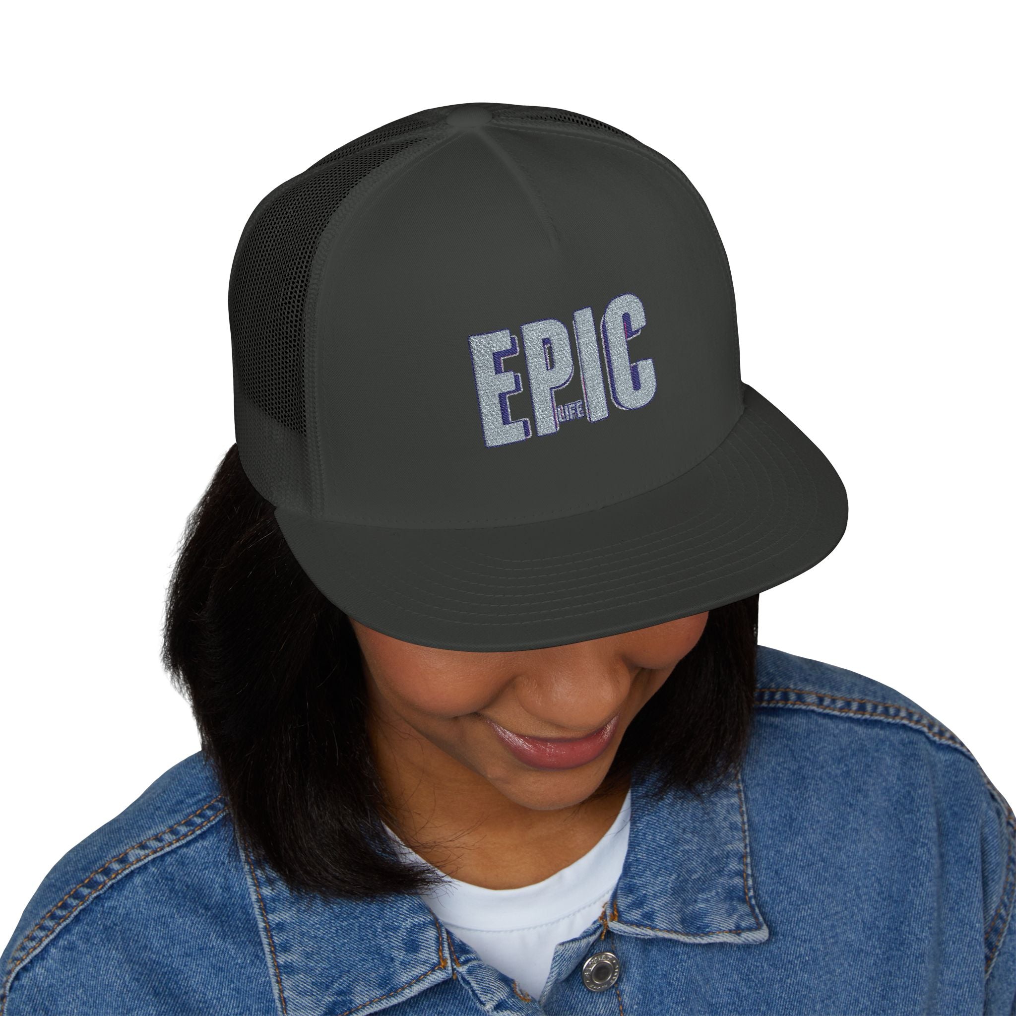 Epic Embroidered 5 Panel Trucker Cap, Cool Hats for Women, Casual Style, Gifts for Dad, Outdoor Adventures, Summer Fashion
