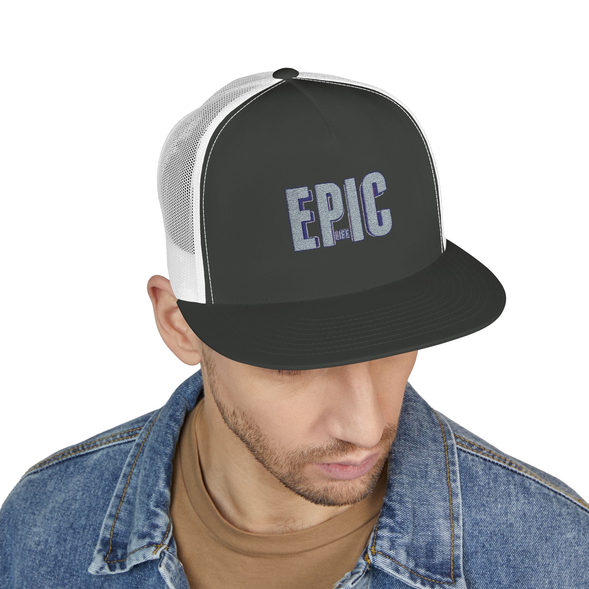 Epic Embroidered 5 Panel Trucker Cap, Cool Hats for Men , Casual Style, Gifts for Dad, Outdoor Adventures, Summer Fashion