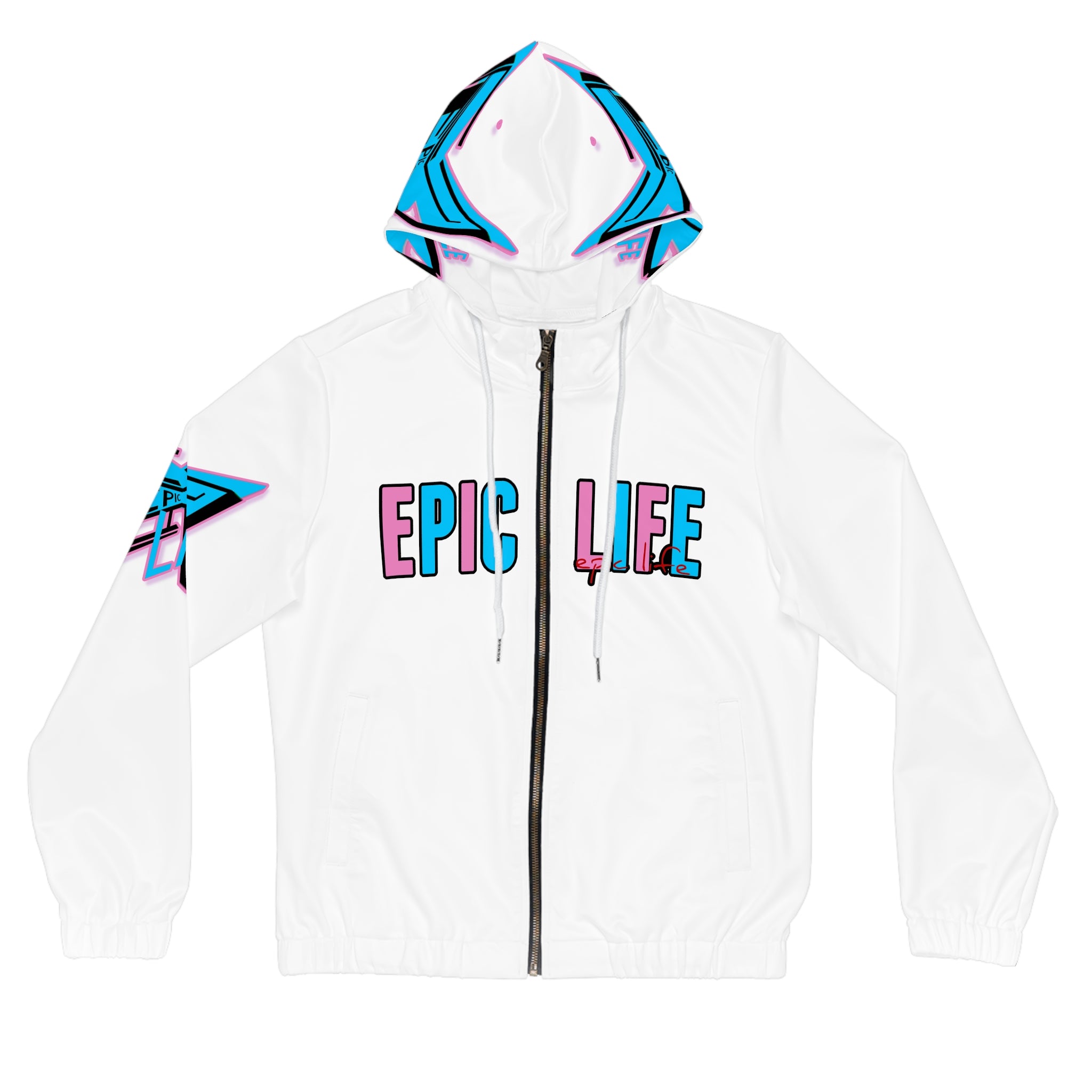 Epic Life Women’s Full-Zip Hoodie — Retro Neon Graphic Zip-Up