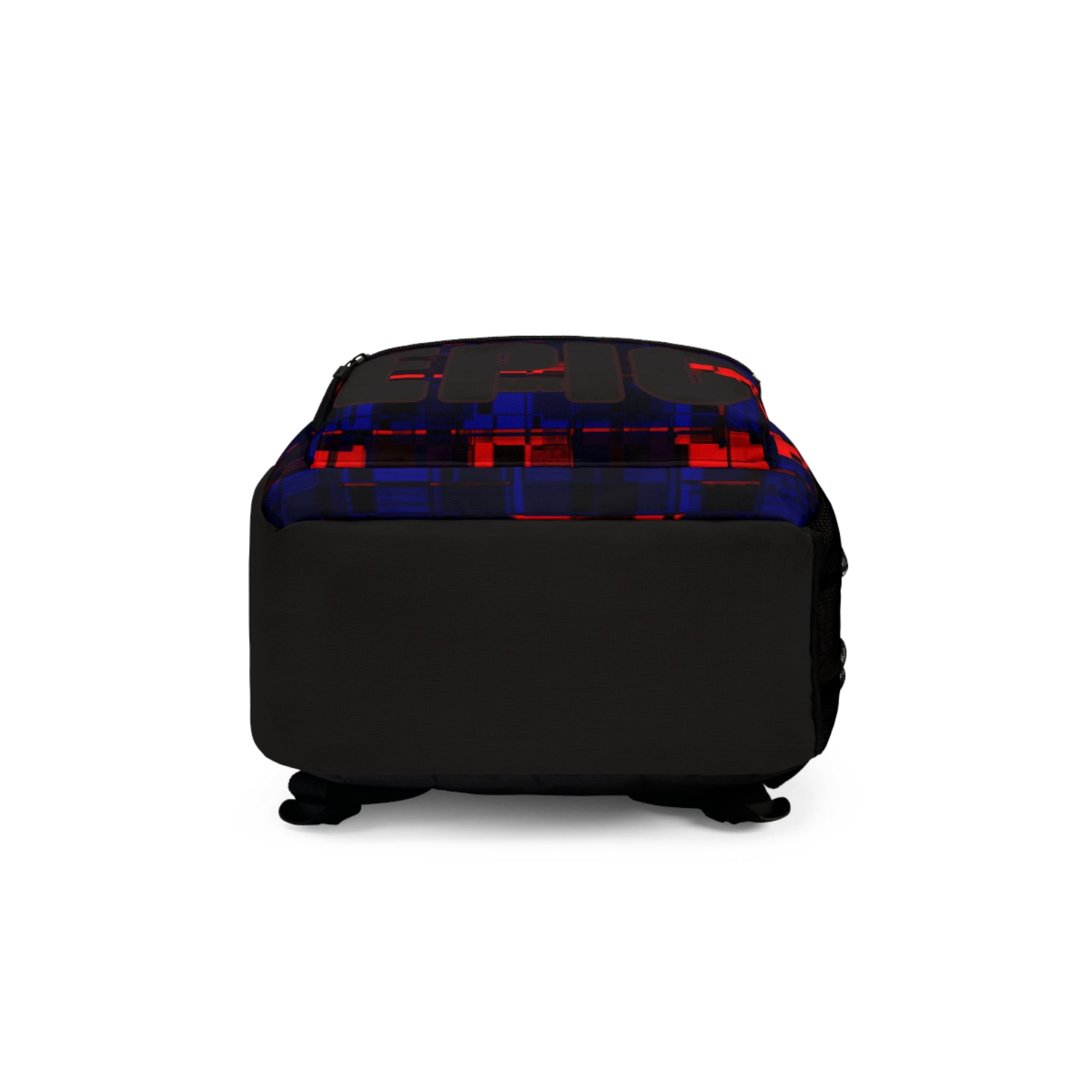 Epic Pixel Glitch Backpack — Red & Blue Digital Pattern School Bag