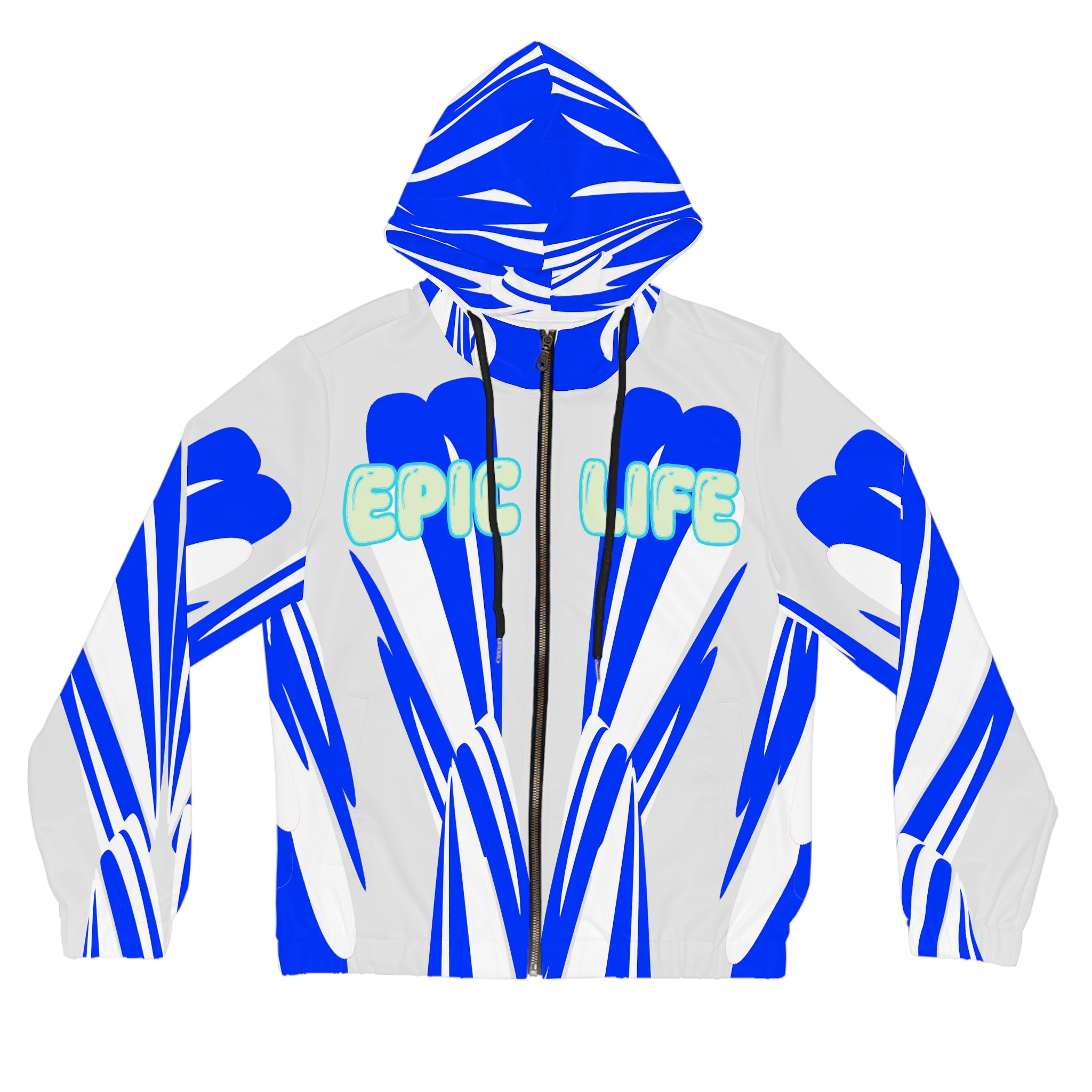 Epic Life Women's Zip Hoodie — Bold Blue Abstract All-Over Print