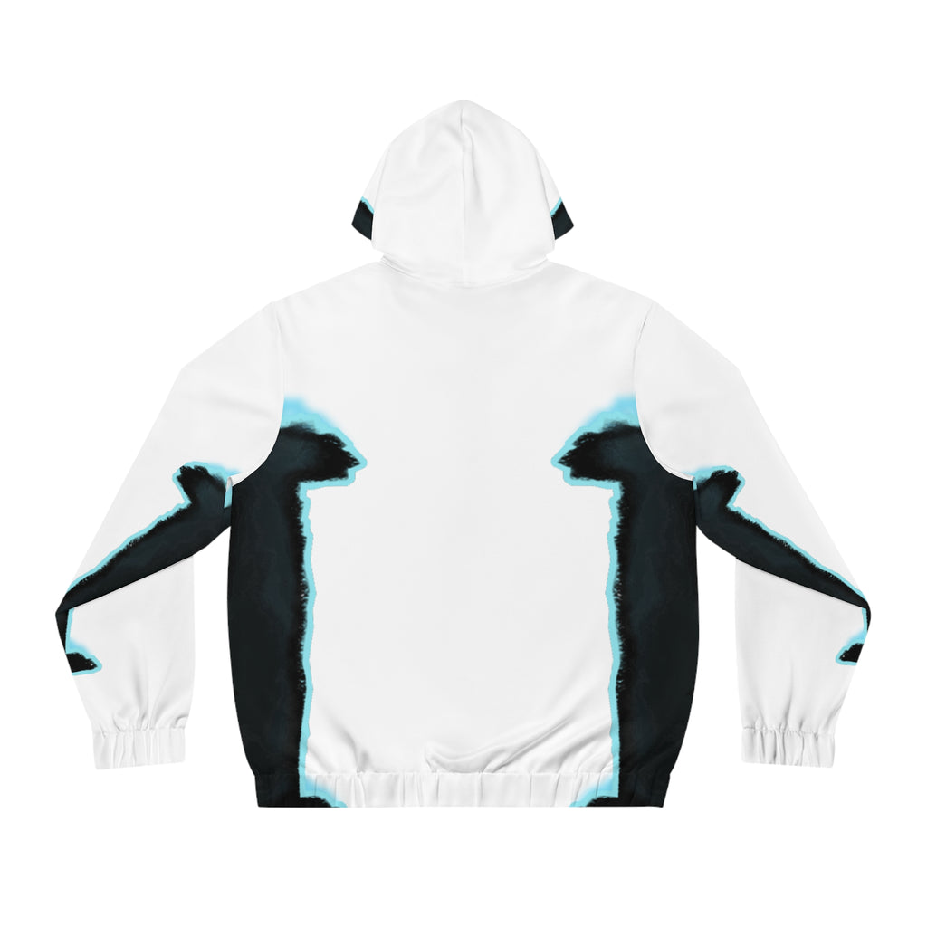 White Full-Zip Hoodie with Bold ‘EP’ Graphic — Streetwear Zip-Up Jacket