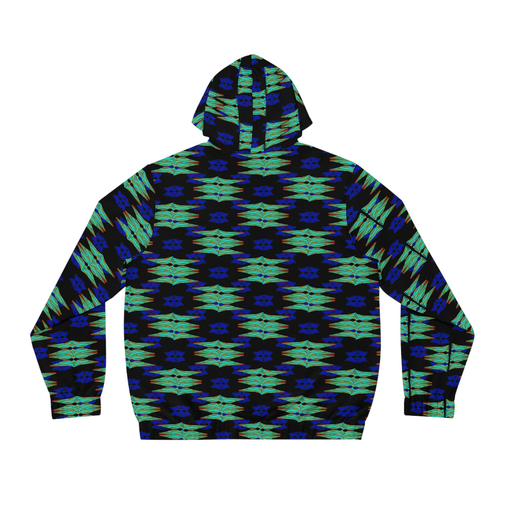 Blue Green Tribal Pattern Full-Zip Hoodie