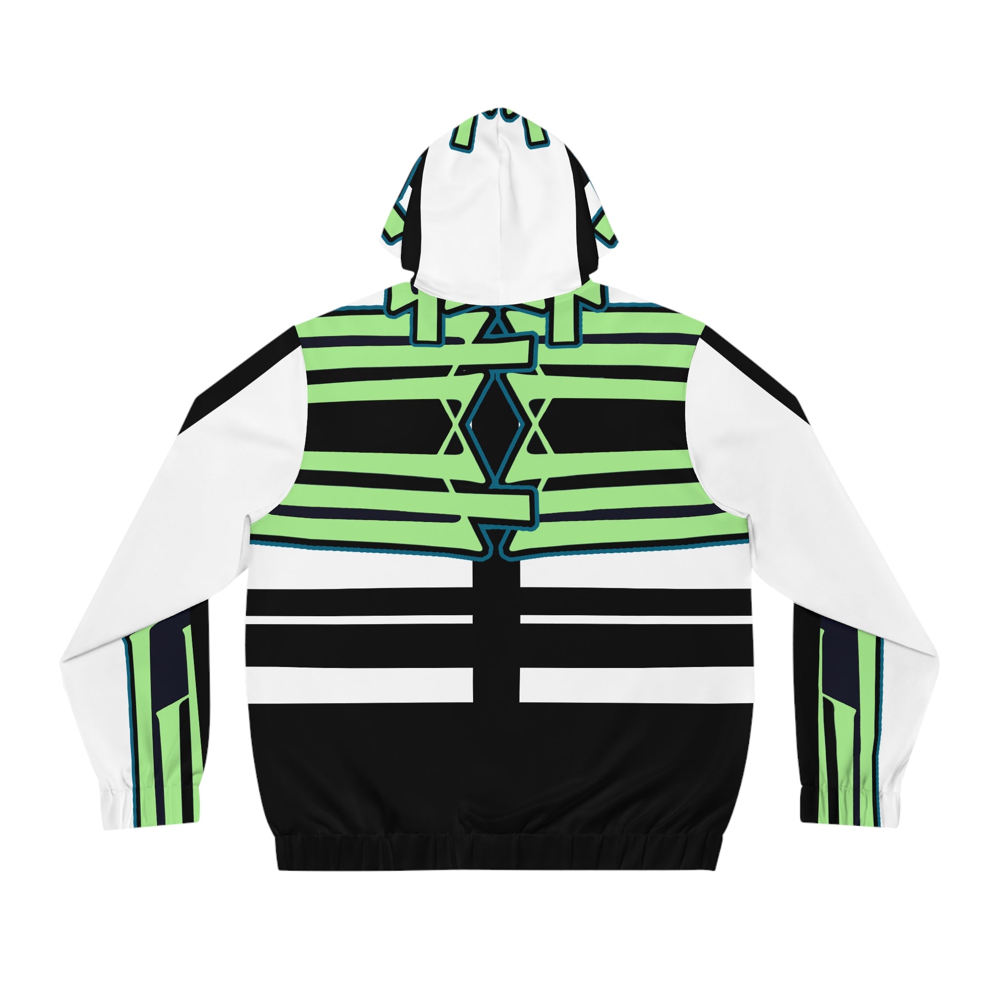 Geometric Neon Stripe Full-Zip Hoodie