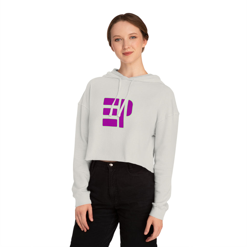 Cropped Hoodie — Bold Magenta Geometric Logo