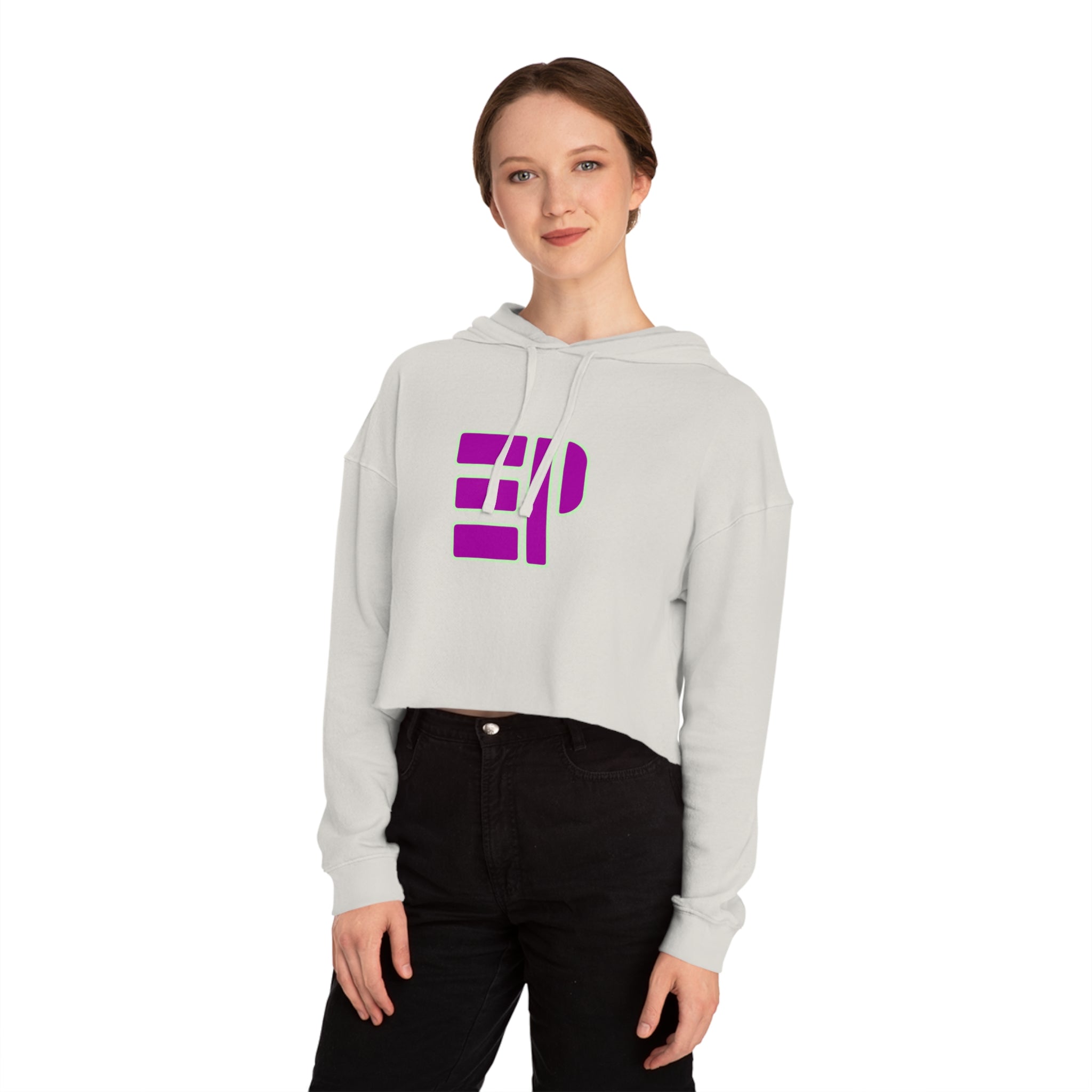 Cropped Hoodie — Bold Magenta Geometric Logo