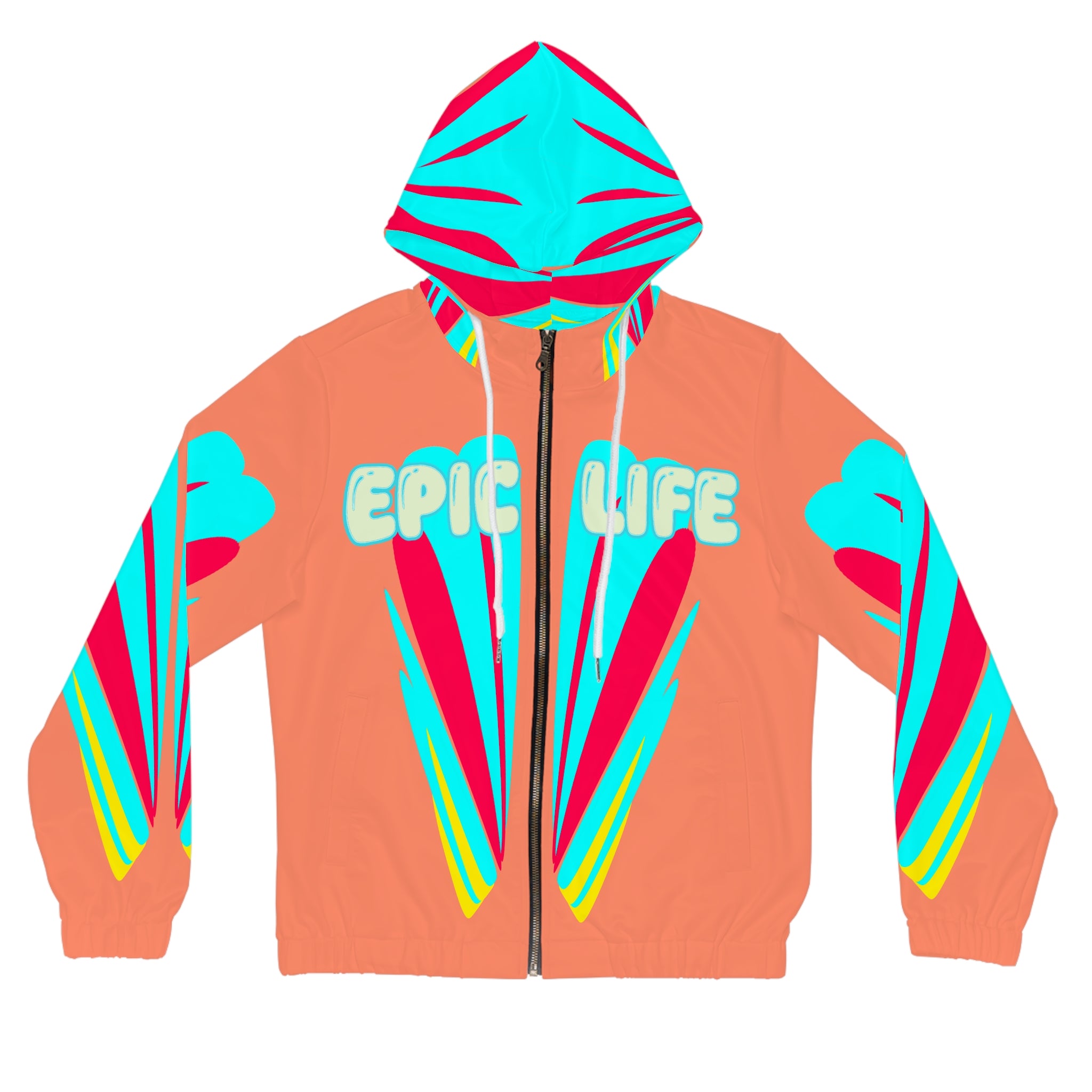 Epic Life Women’s Full-Zip Hoodie — Bright Retro Surf Graphic