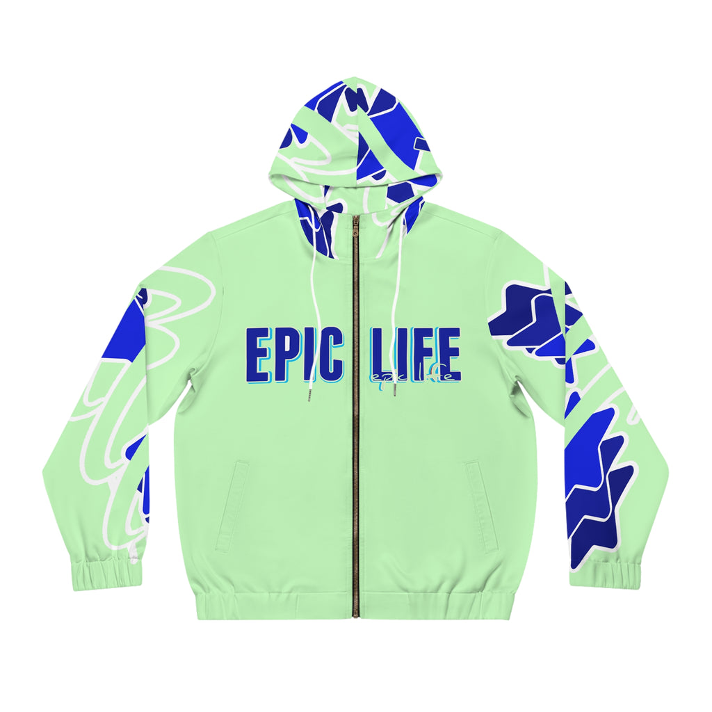 Epic Life Full-Zip Hoodie — Banana Green Graphic Zip-Up for Men