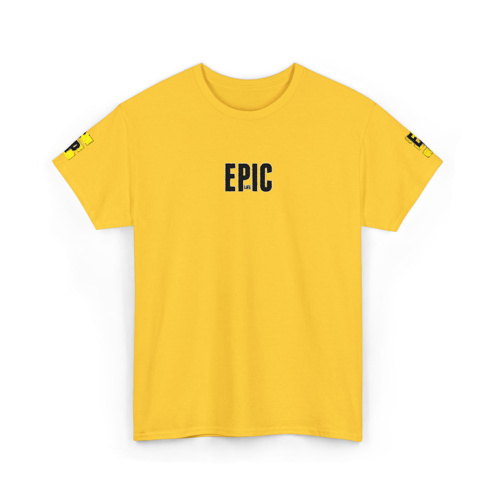Epic Yellow Tee — 'EPIC' Graphic T-Shirt with Sleeve Accent