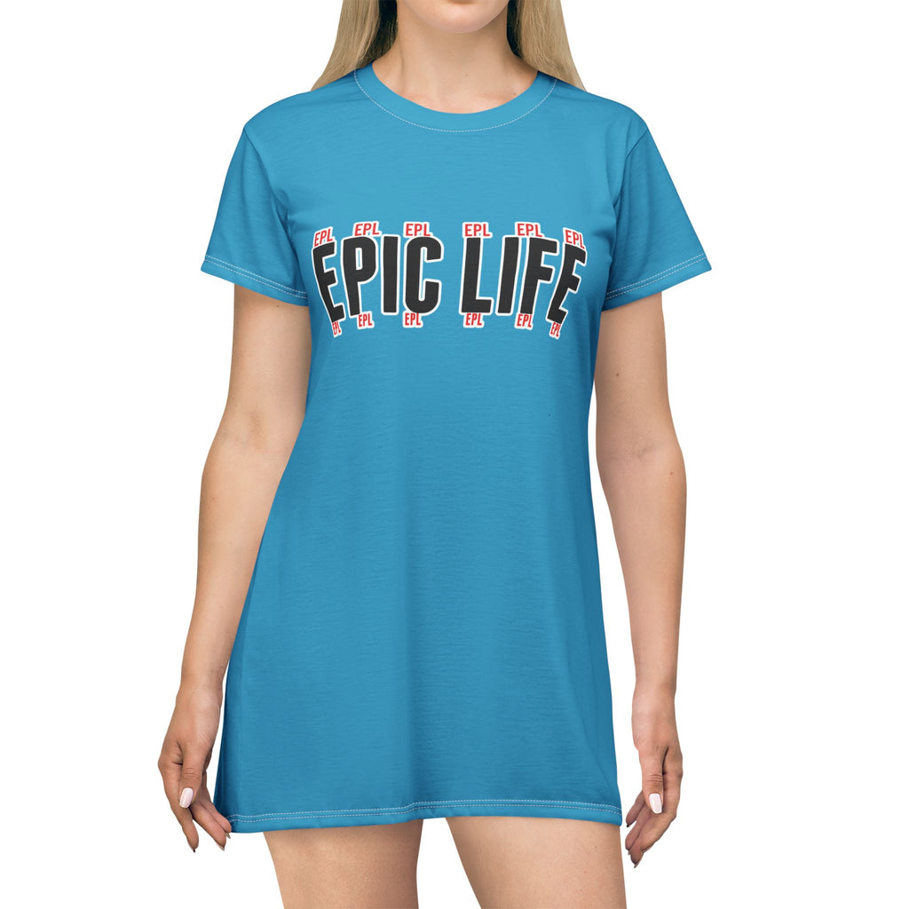 Epic Life T-Shirt Dress — Casual Graphic Women's AOP Dress
