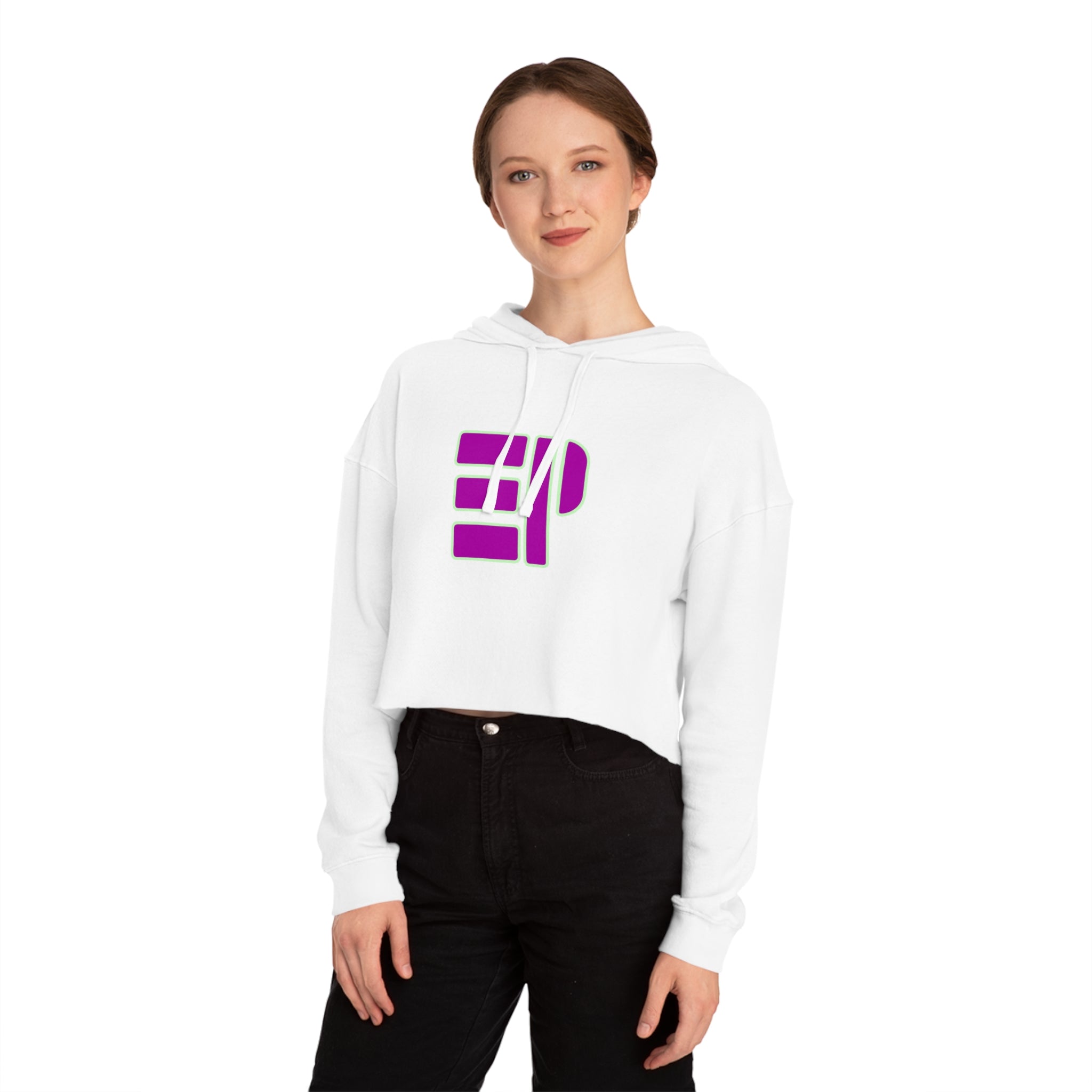 Cropped Hoodie — Bold Magenta Geometric Logo