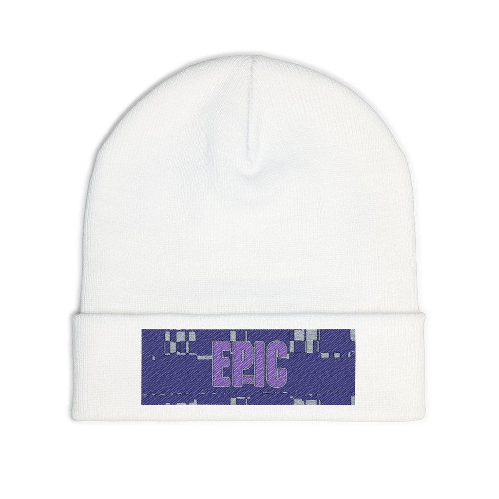 Embroidered 'EPIC' Knit Beanie - Winter Streetwear Cuffed Hat