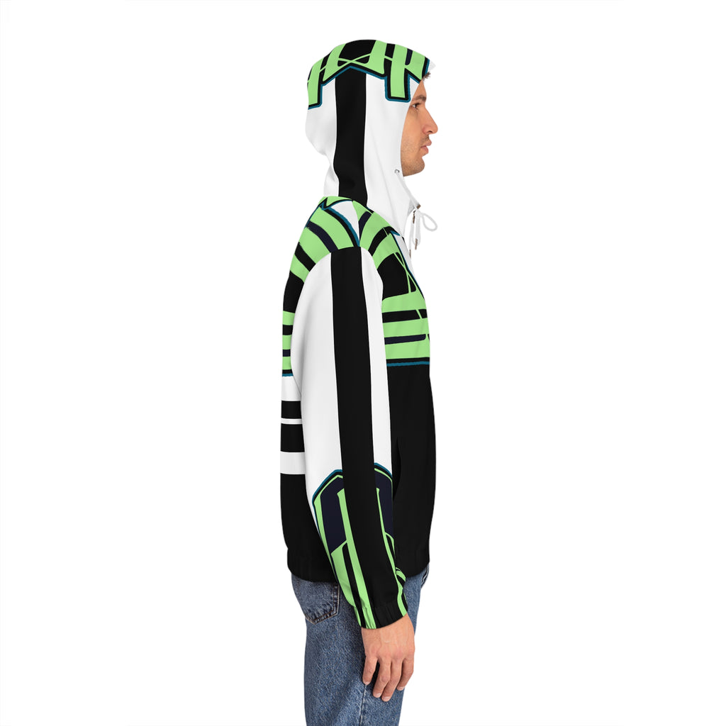 Geometric Neon Stripe Full-Zip Hoodie