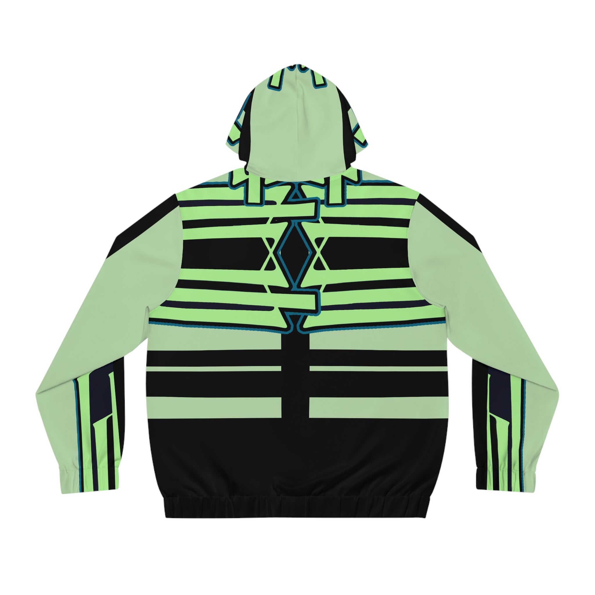 Neon Geo Stripe Full-Zip Hoodie — Men's Futuristic Graphic Zip-Up