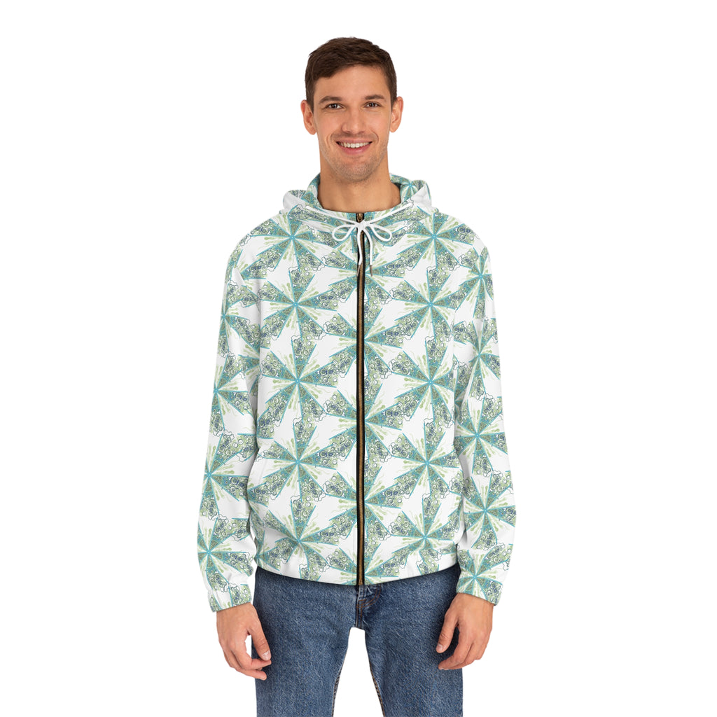 Geometric Mint Star All-Over Print Hoodie