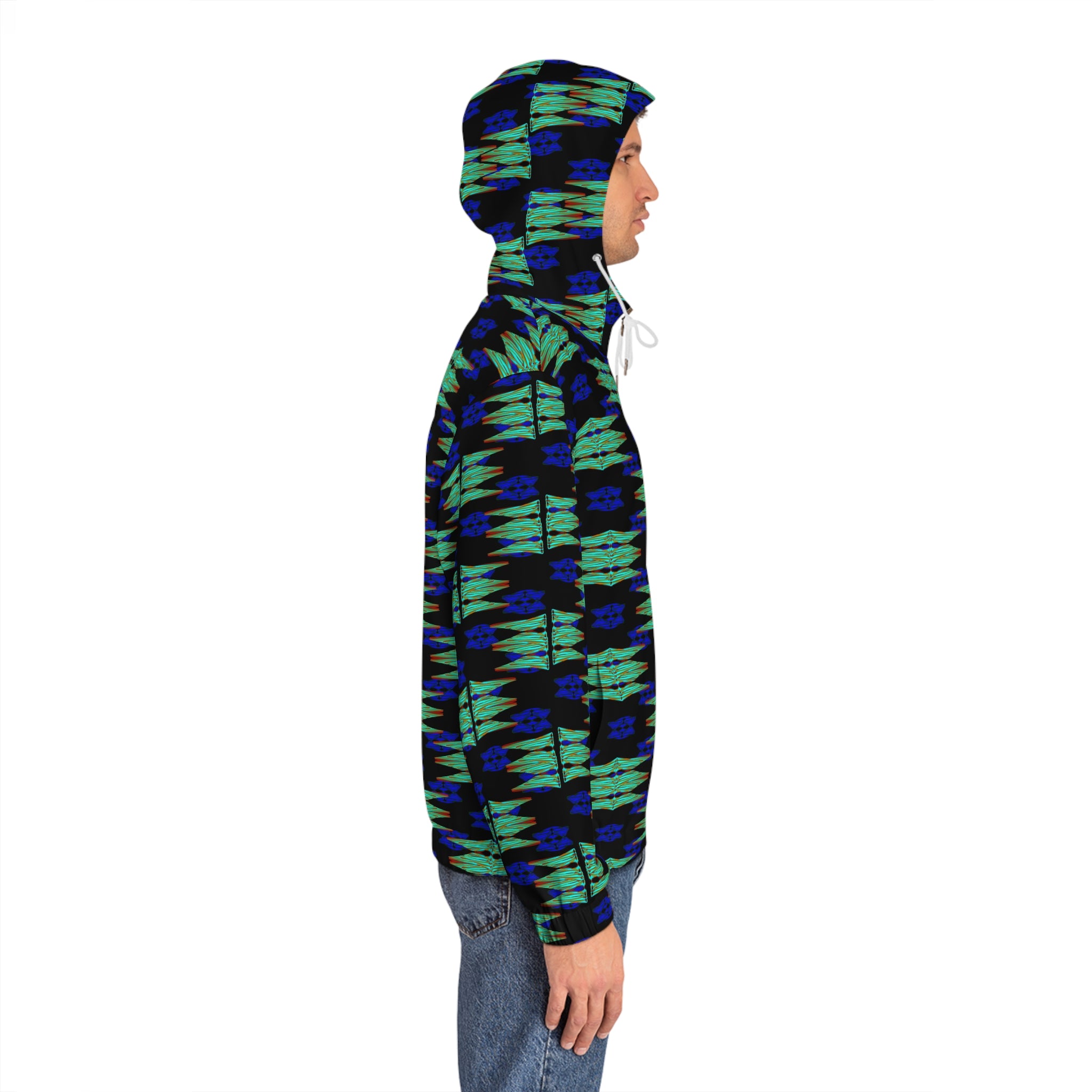 Blue Green Tribal Pattern Full-Zip Hoodie