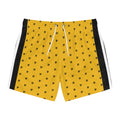 Yellow Retro Pattern Swim Trunks — Minimal Black Icon All-Over Print