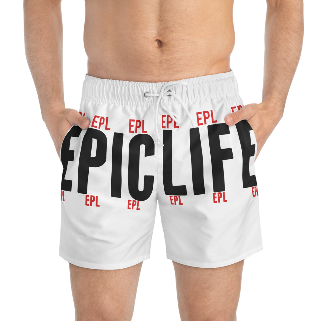 Epic Life Swim Trunks – Bold 'EPICLIFE' Print All-Over Swim Shorts